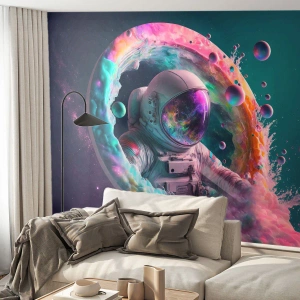 Fototapete Premium Sand - Sternentor - Astronaut, Galaxis, Futuristisch - 100x70 cm