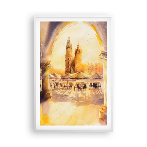 Poster in einem weißen Rahmen - Östlich über dem Krakauer Marktplatz - 61x91 cm
