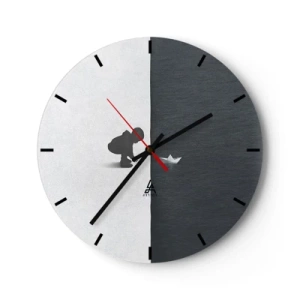 Wanduhr - Glasuhr - Silhouette eines Kindes mit einem Papierboot vor einem kontrastierenden Hintergrund - 30x30cm - Tolle Expedition - Moderne Wanddekoration für Wohnzimmer, Küche und Schlafzimmer ARTTOR