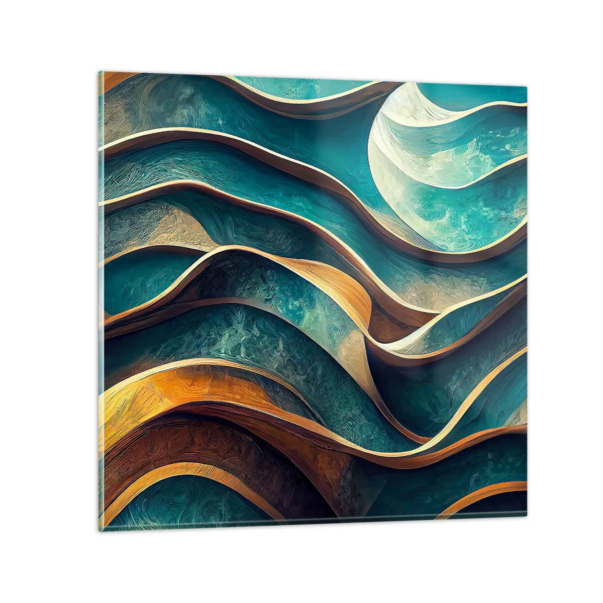 Glasbild - Bild auf glas - Blaue Mäander - 60x60 cm