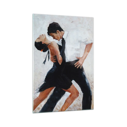 Glasbild - Bild auf glas - Ein tanzendes Paar in einer eleganten, sinnlichen Aufnahme - 70x100cm - Tango meiner Träume und Träume - Moderne Wanddekoration für Wohnzimmer und Schlafzimmer ARTTOR