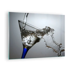 Glasbild - Bild auf glas - Wasser spritzt in ein Martiniglas - 70x50cm - Kristallwasser in Kristallglas - Moderne Wanddekoration für Wohnzimmer und Schlafzimmer ARTTOR