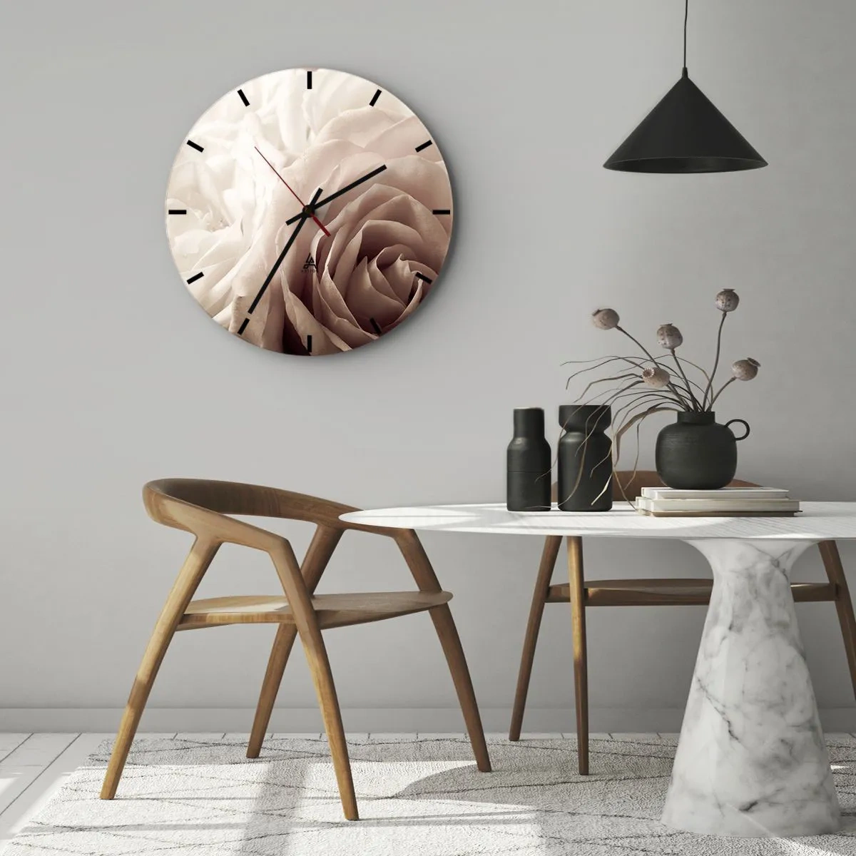 Wanduhr - Glasuhr - Im Herzen der Rose - 30x30 cm