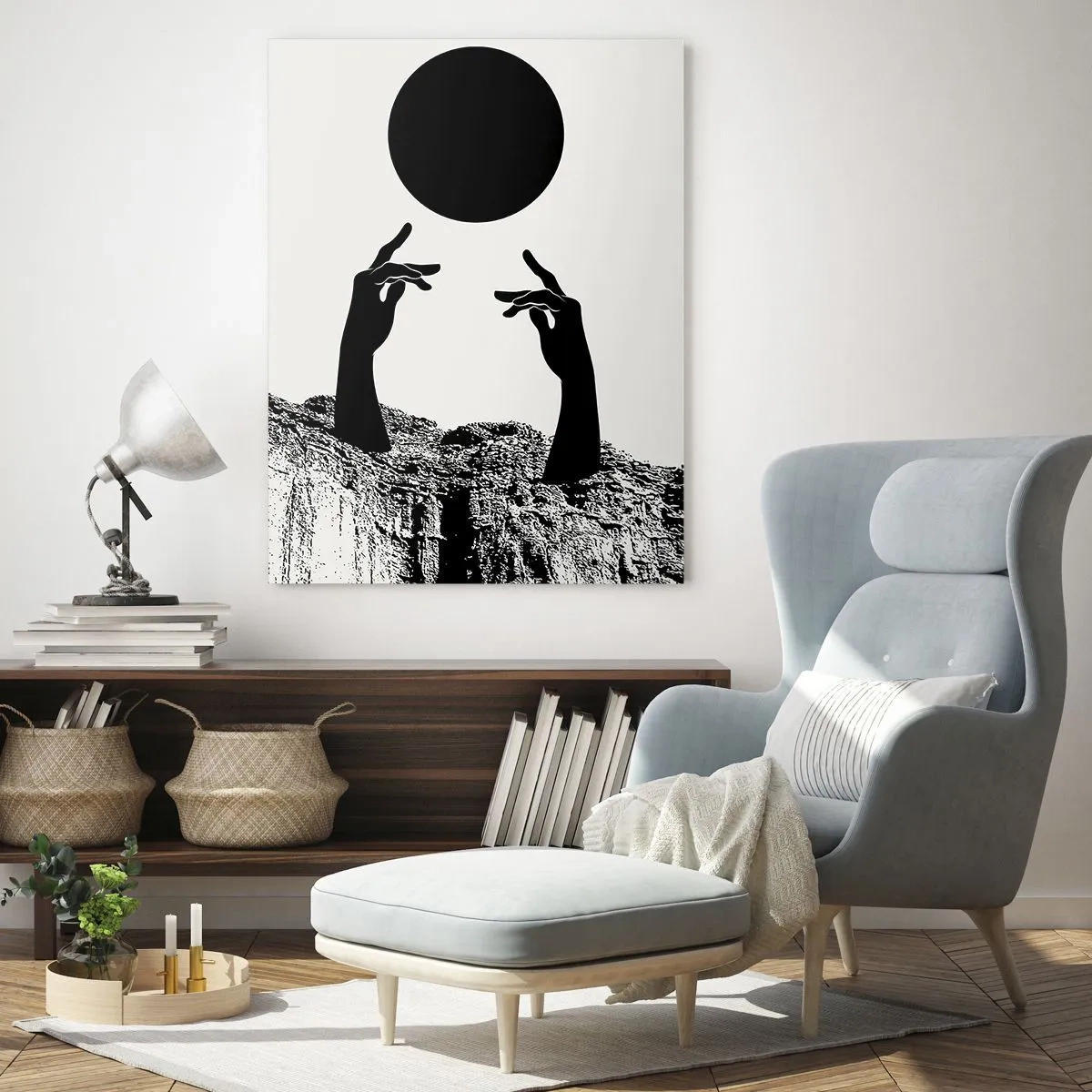 Glasbild - Bild auf glas - Surrealistische Komposition: die Sonne und der Rest - 70x100 cm