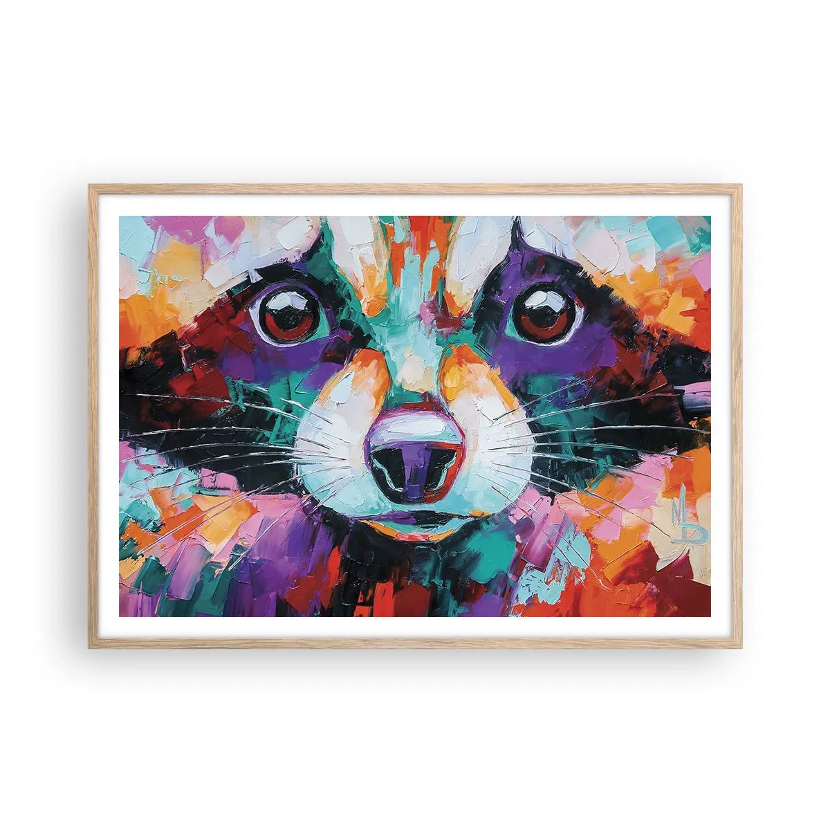 Poster in einem Rahmen aus heller Eiche - Nur gute Emotionen - 100x70 cm