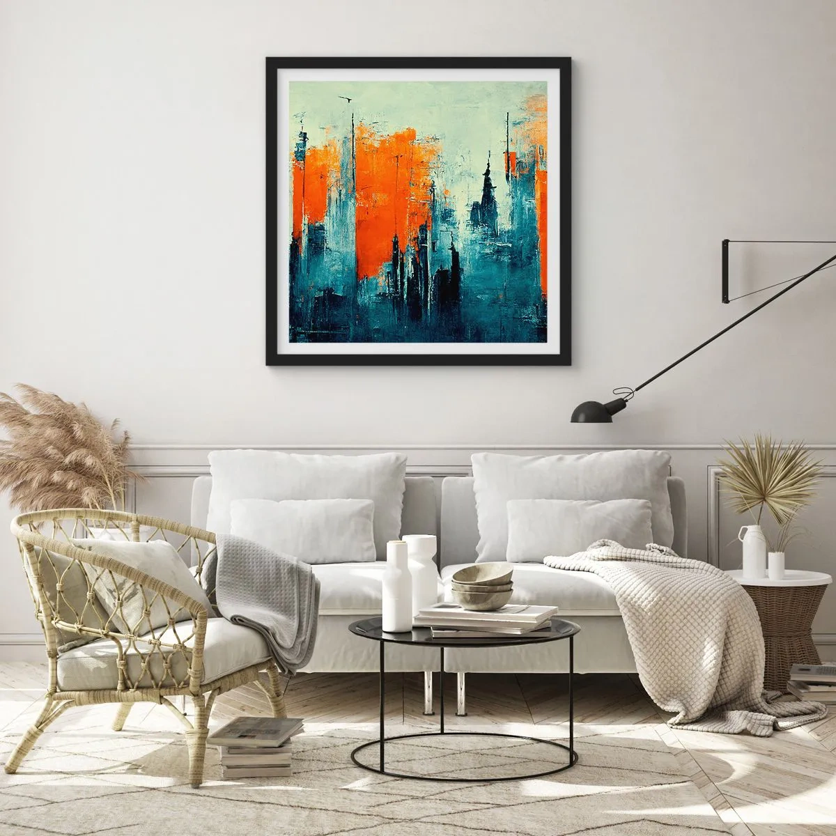 Poster in einem schwarzem Rahmen - Moderne Landschaft - 30x30 cm