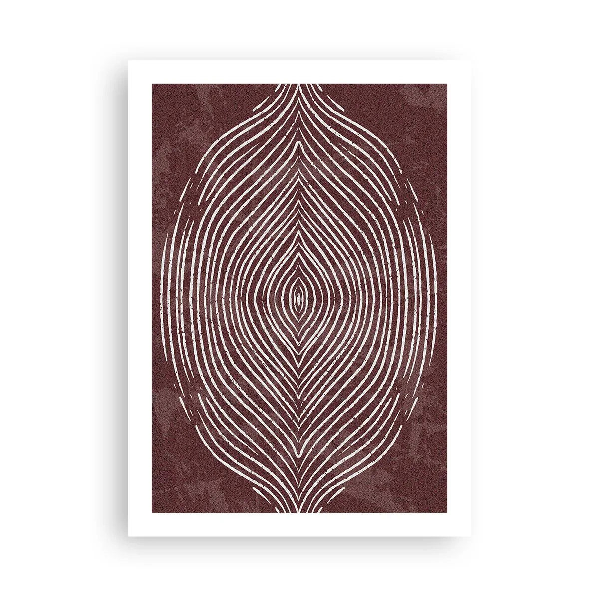 Poster - Ein hypnotisches Muster aus weißen Linien auf braunem Hintergrund. - 50x70cm - Der Raum spricht - Moderne Wanddekoration für Wohnzimmer und Schlafzimmer ARTTOR