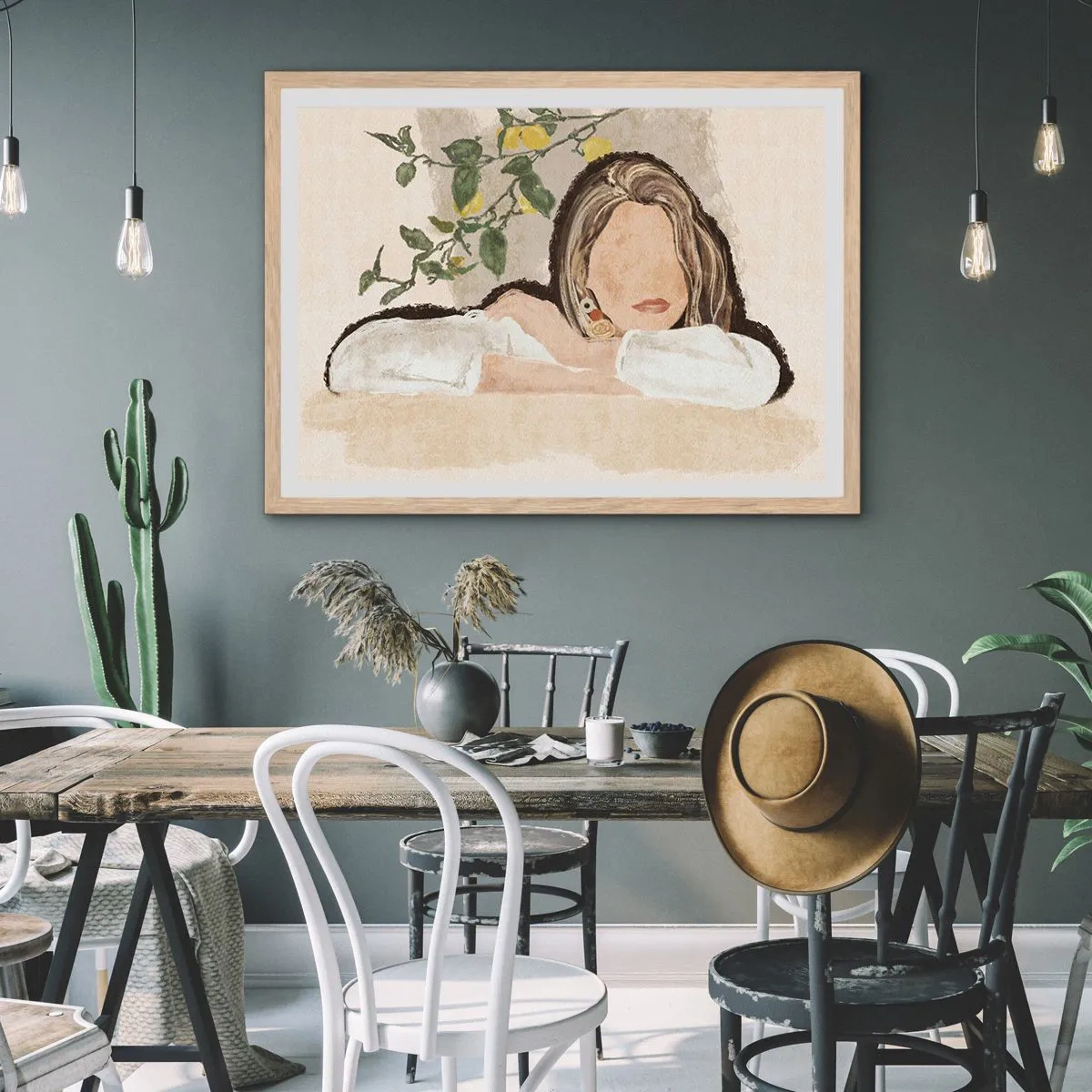 Poster in einem Rahmen aus heller Eiche - Südländische Schönheit - 100x70 cm