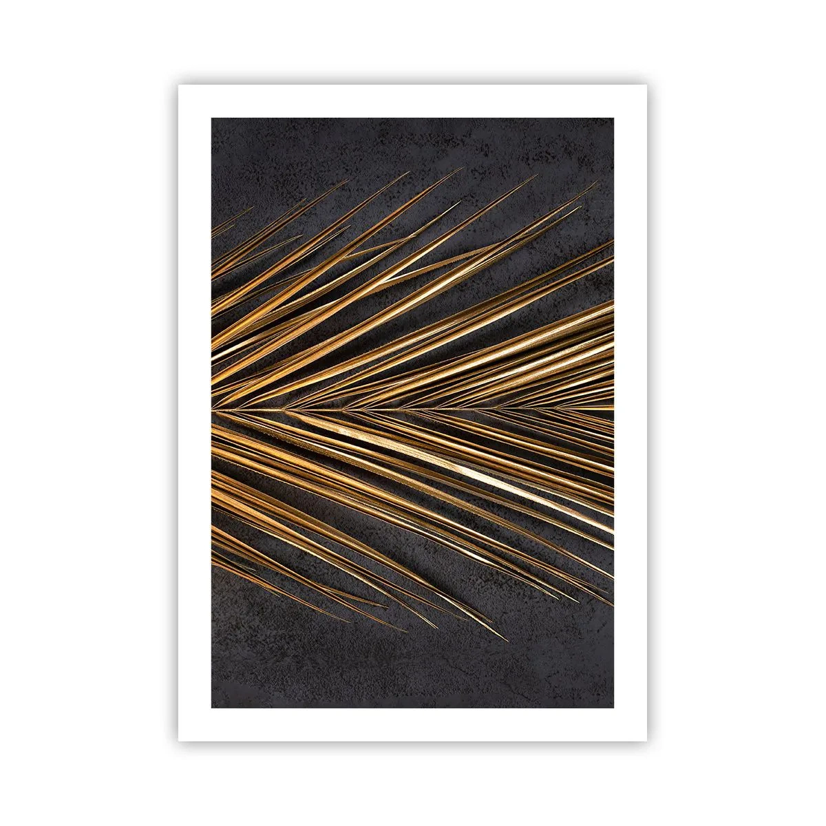 Poster - Goldene Blätter auf dunklem Hintergrund - 50x70cm - Das Gold der Tropen - Moderne Wanddekoration für Wohnzimmer und Schlafzimmer ARTTOR
