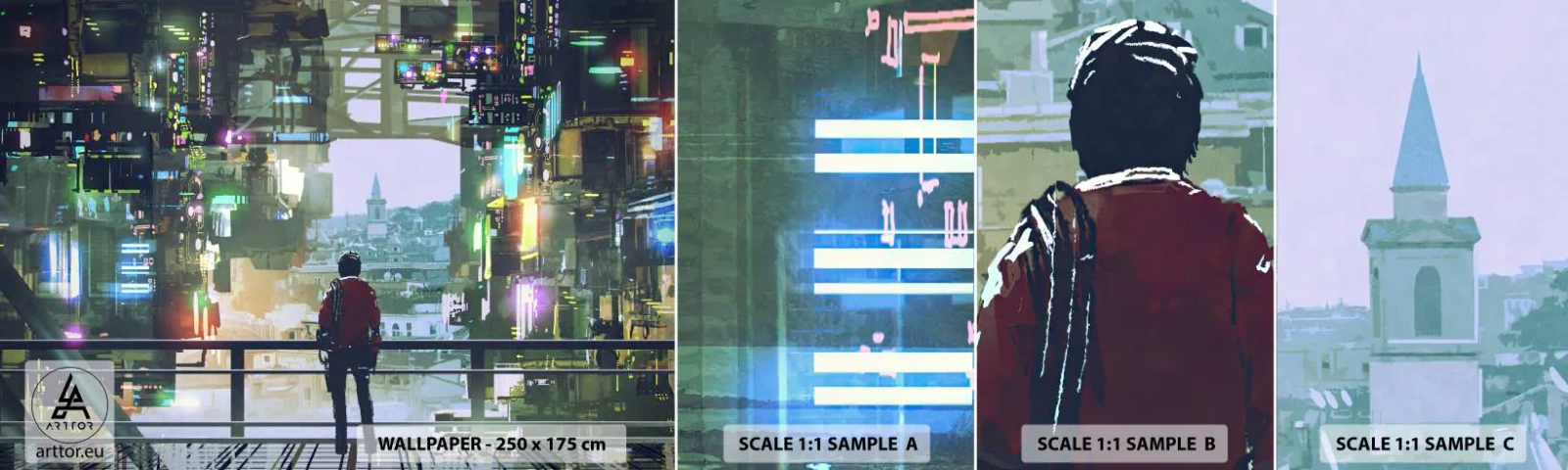 Fototapeten Muster Selbstklebend Deluxe Sticker - Zwei Welten - Stadt, Die Architektur, Abstraktion - 100x30 cm