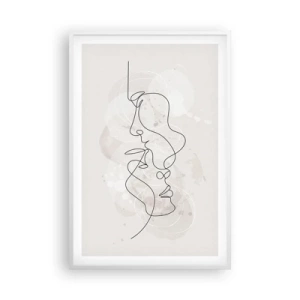 Poster in einem weißen Rahmen - Verstrickt in eine Umarmung - 61x91 cm