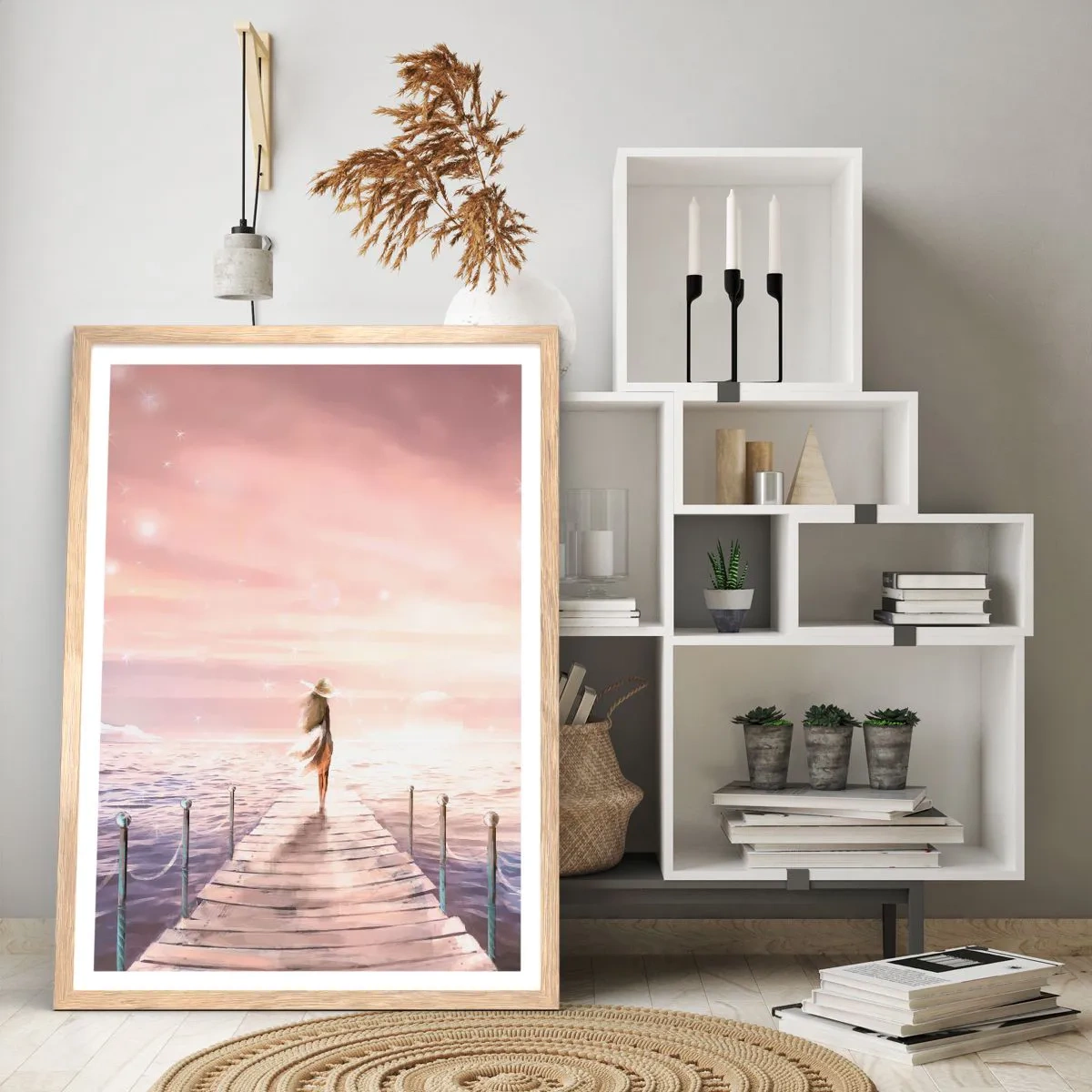 Poster in einem Rahmen aus heller Eiche - Im Licht eines Traums - 70x100 cm
