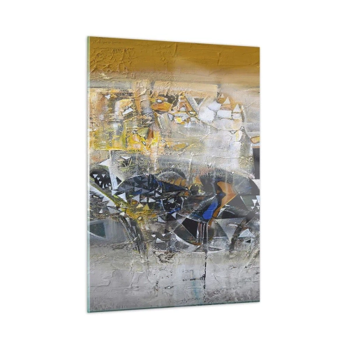 Glasbild - Bild auf glas - Künstlerische Abstraktion in Gold, Silber und Grau - 50x70cm - Alles wird gut - Moderne Wanddekoration für Wohnzimmer und Schlafzimmer ARTTOR