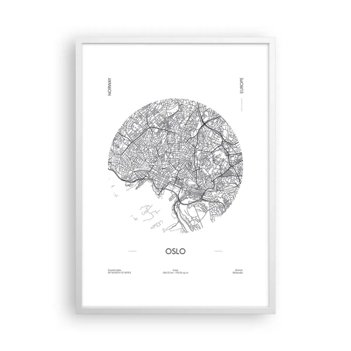 Poster in einem weißen Rahmen - Anatomie von Oslo - 50x70 cm