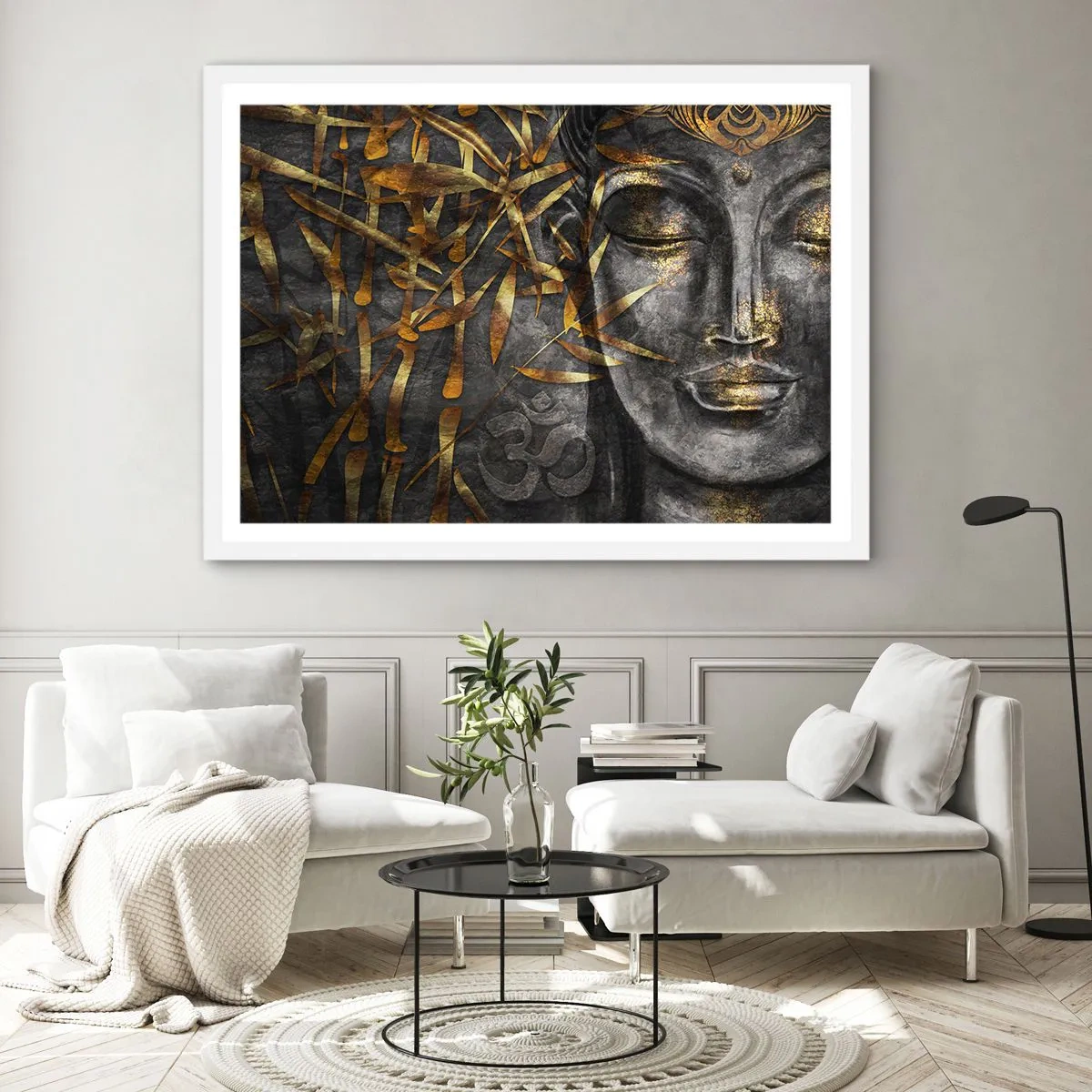 Poster in einem weißen Rahmen - Fühle den Frieden - 70x50 cm