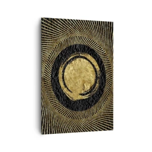 Bild auf Leinwand - Leinwandbild - Geometrische Komposition in Schwarz und Gold mit Strahlen - 70x100cm - Glamour-Komposition - Moderne Wanddekoration für Wohnzimmer und Schlafzimmer ARTTOR