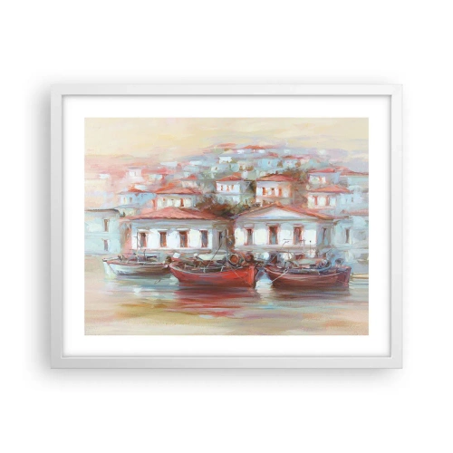 Poster in einem weißen Rahmen - Glückliche Stadt - 50x40 cm