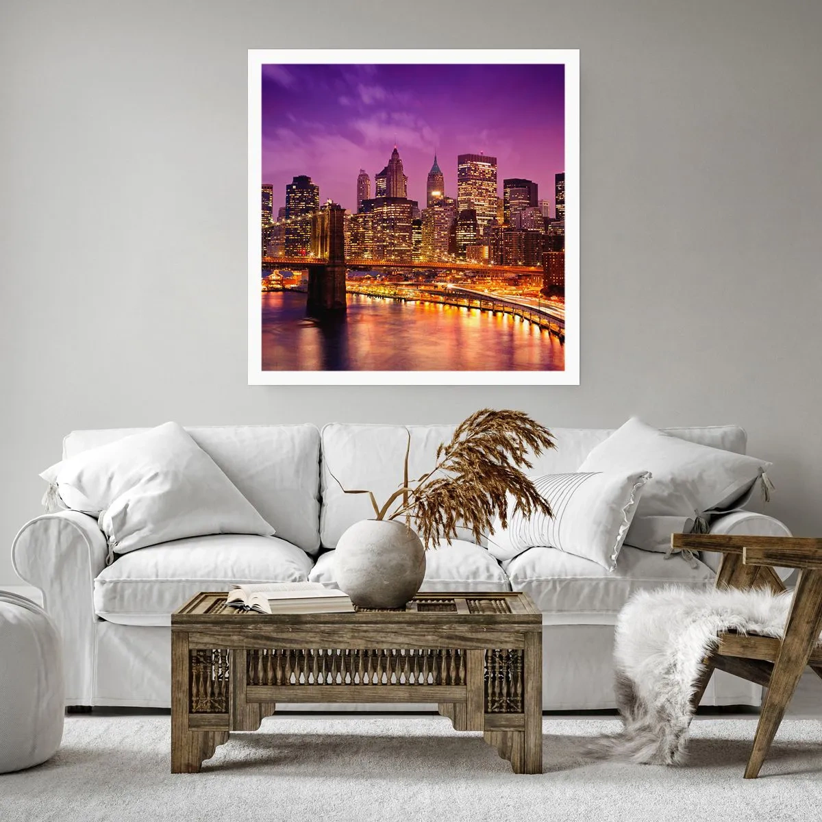 Poster - Violett-goldenes Manhathann - 30x30 cm