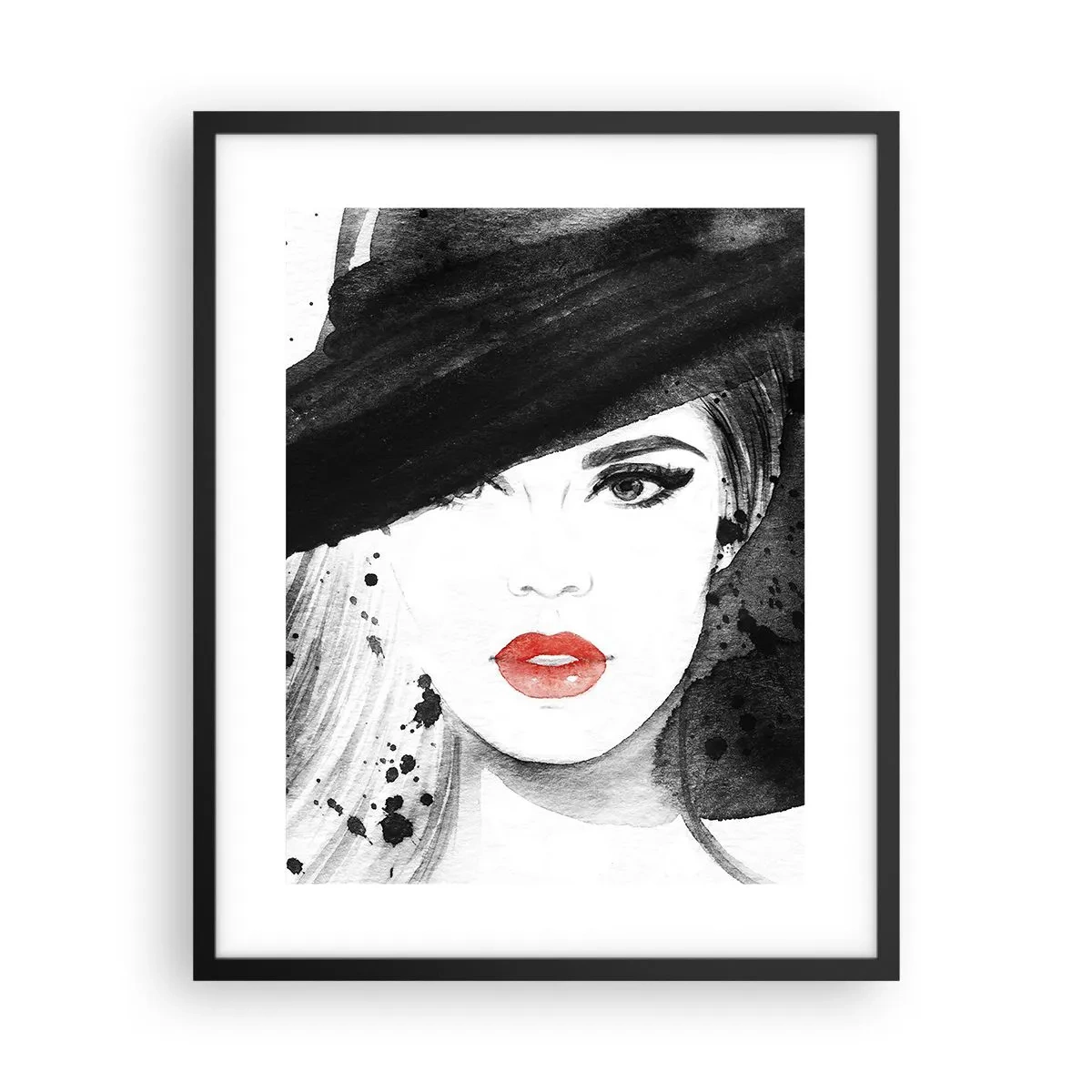 Poster in einem schwarzem Rahmen - Frau in schwarz - 40x50 cm