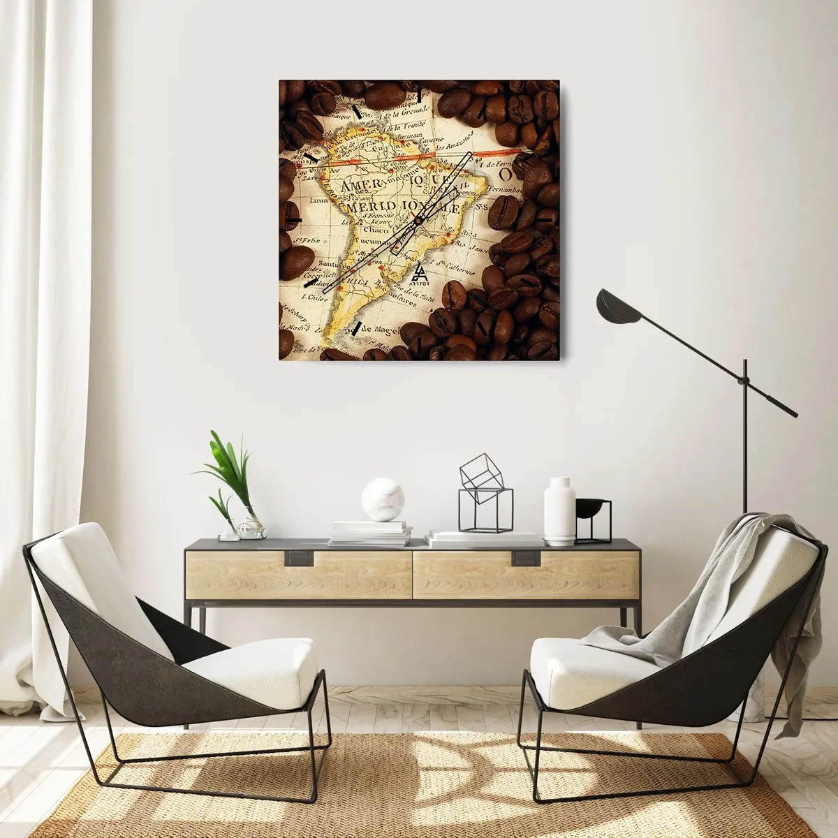 Wanduhr - Glasuhr - Woher kommt der beste Kaffee? - 30x30 cm