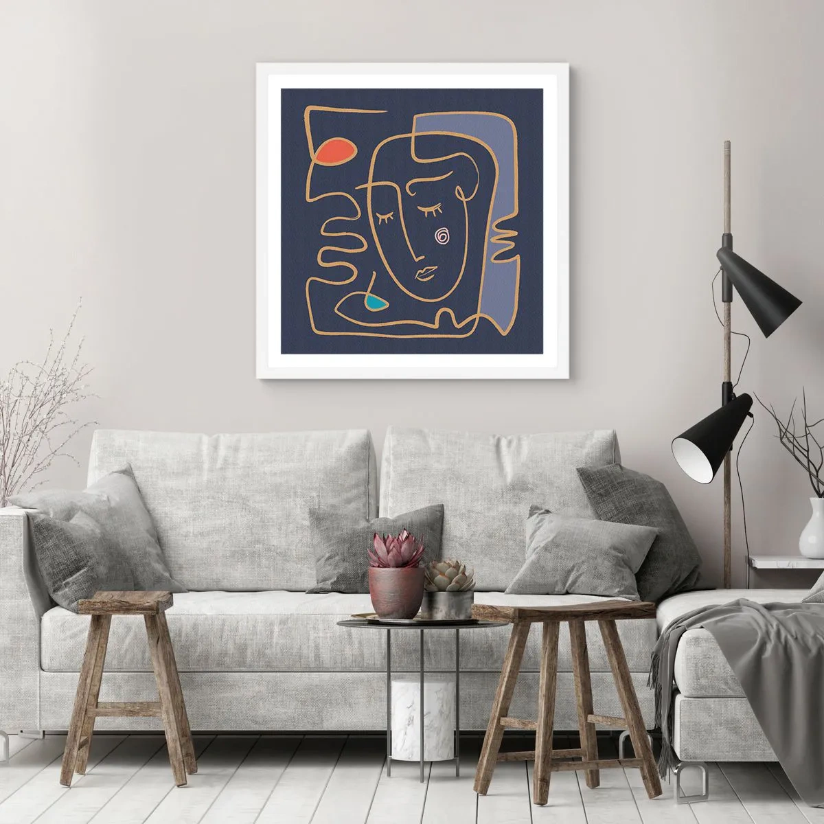 Poster in einem weißen Rahmen - In Gedanken - 40x40 cm