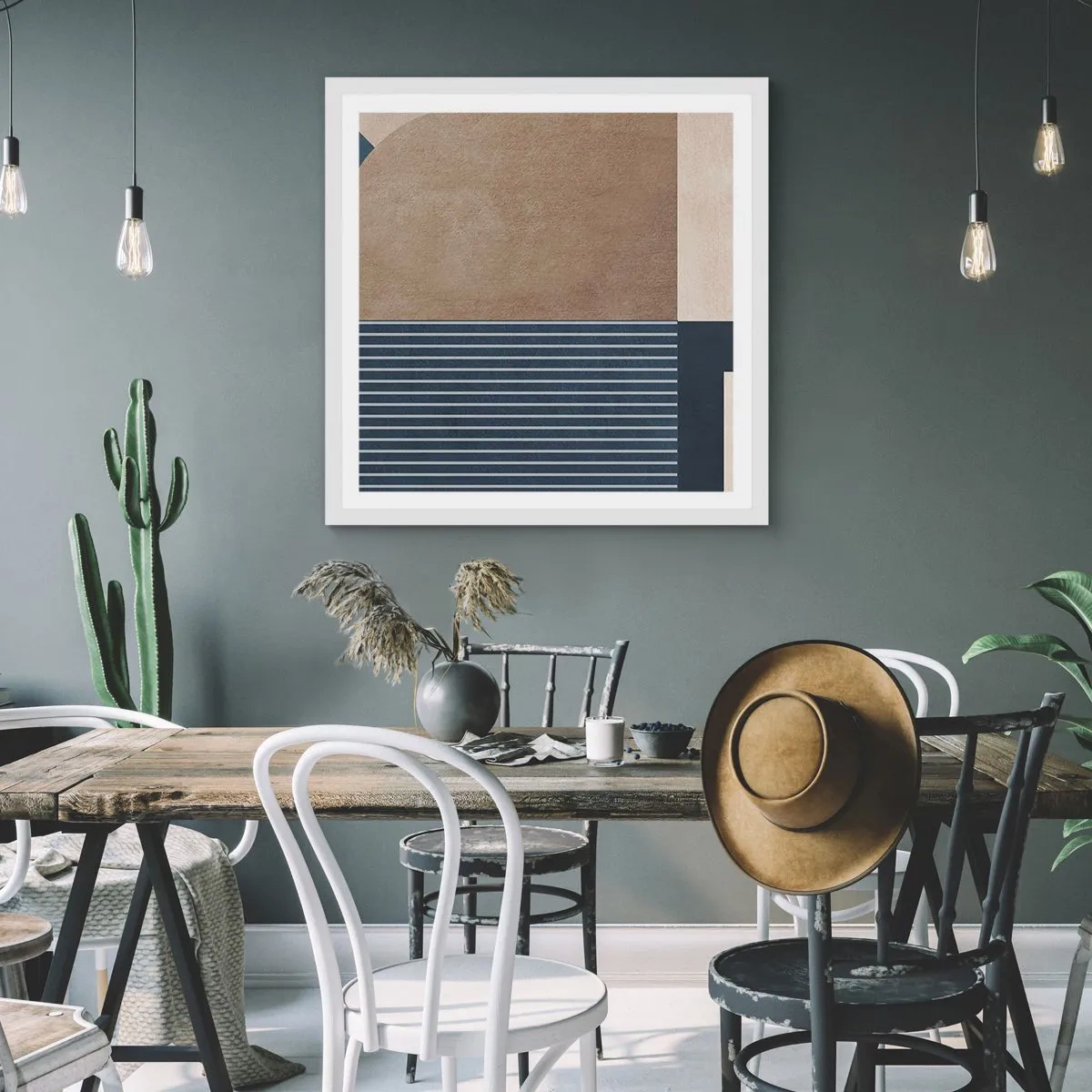 Poster in einem weißen Rahmen - Komposition aus Einfachheit und Rundheit - 50x50 cm