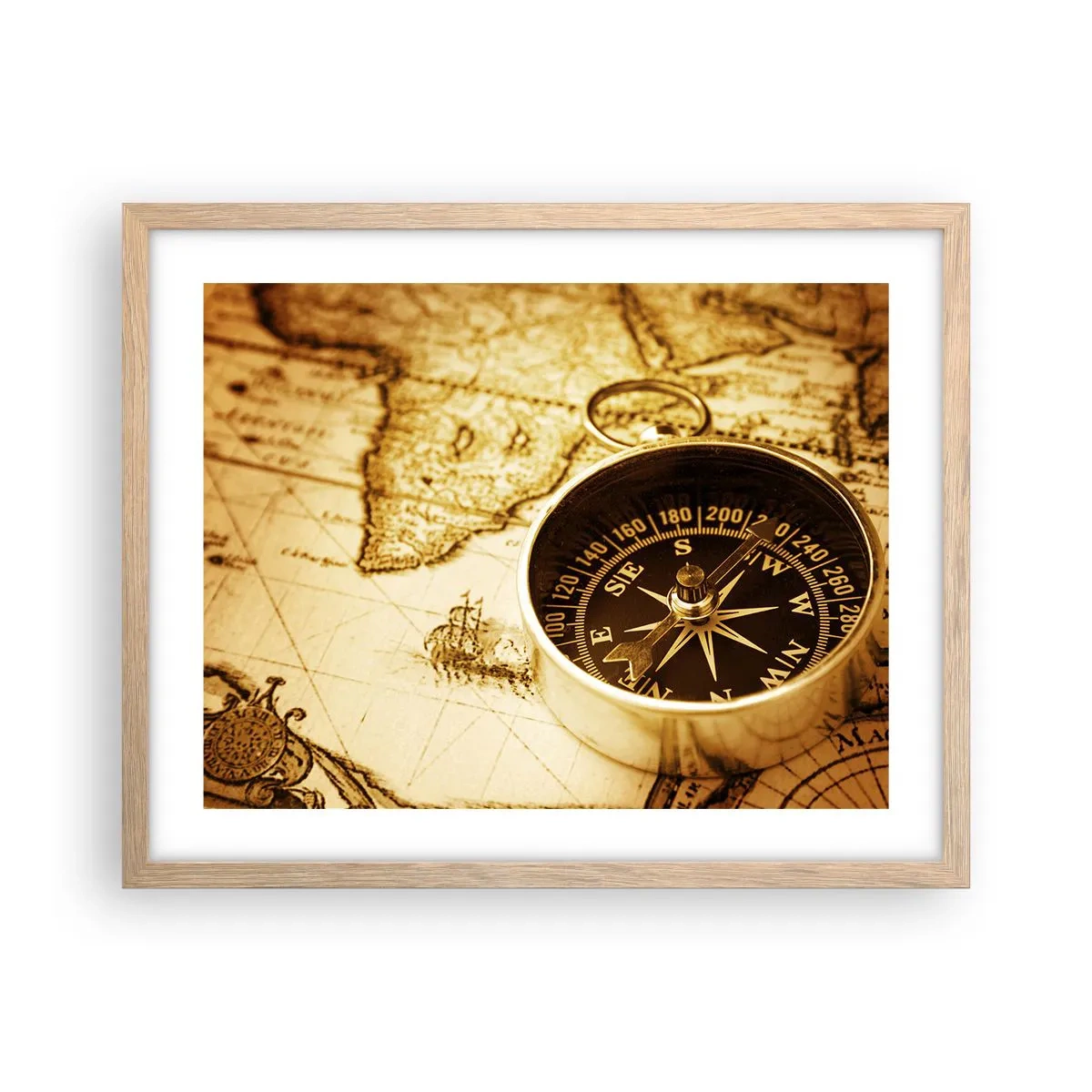 Poster in einem Rahmen aus heller Eiche - Ost oder West? - 50x40 cm