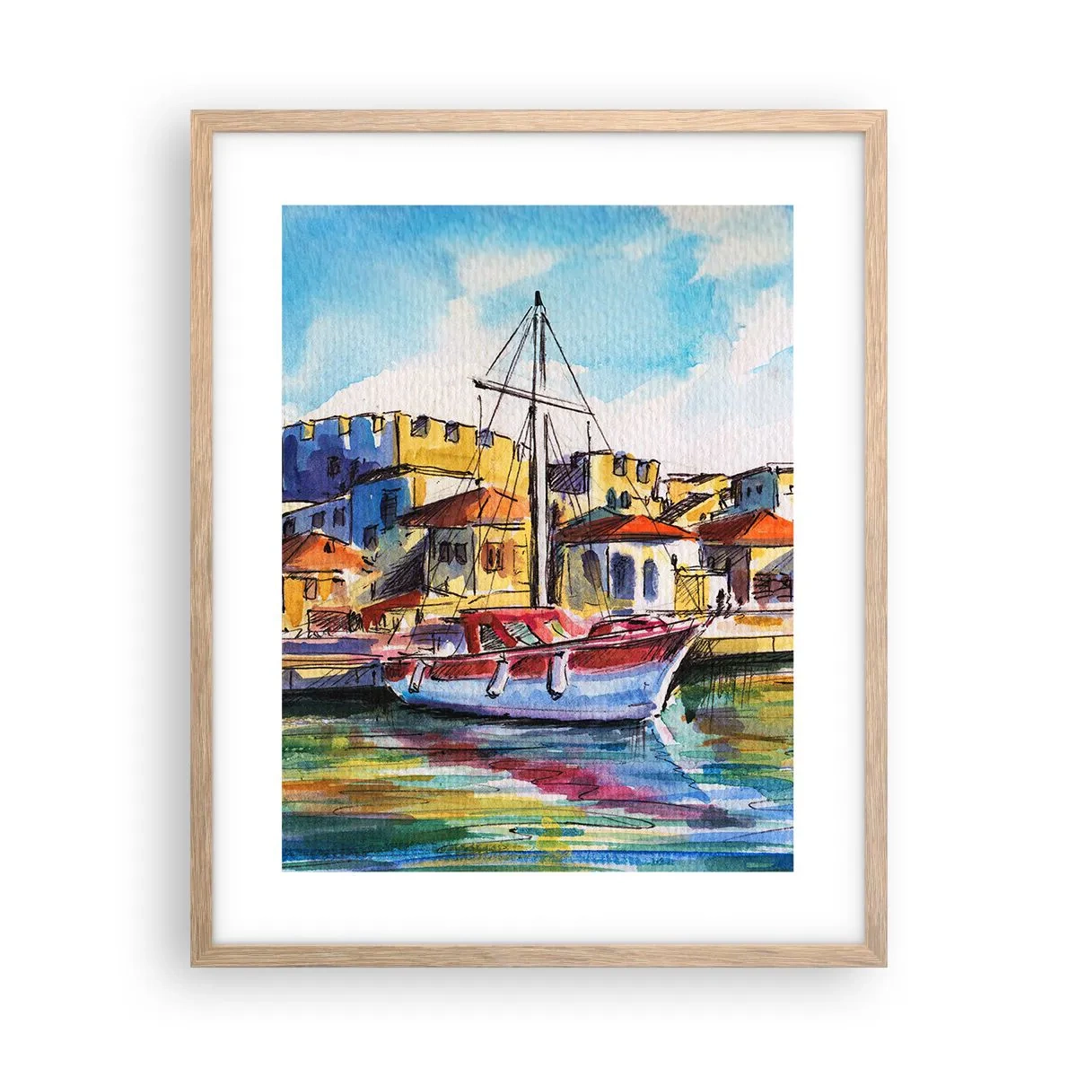 Poster in einem Rahmen aus heller Eiche - Regenbogennachmittag - 40x50 cm