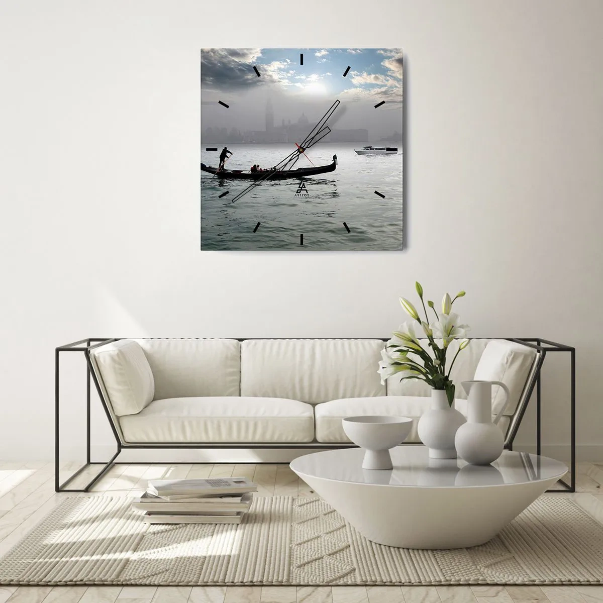 Wanduhr - Glasuhr - Eine fabelhafte Stadt aus Wasser und Nebel - 40x40 cm