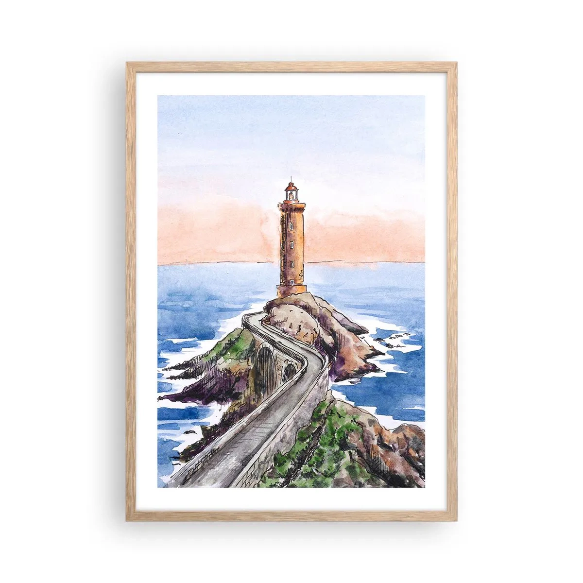 Poster in einem Rahmen aus heller Eiche - Dem Meer zugewandt - 50x70 cm