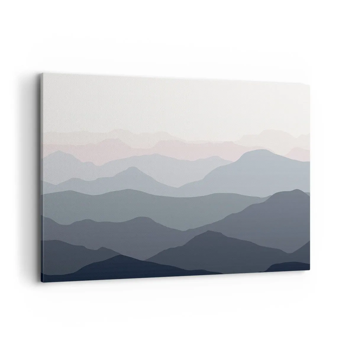 Bild auf Leinwand - Leinwandbild - Dezente Bergschichten in Grau- und Blautönen - 100x70cm - Wellen der Berge - Moderne Wanddekoration für Wohnzimmer und Schlafzimmer ARTTOR