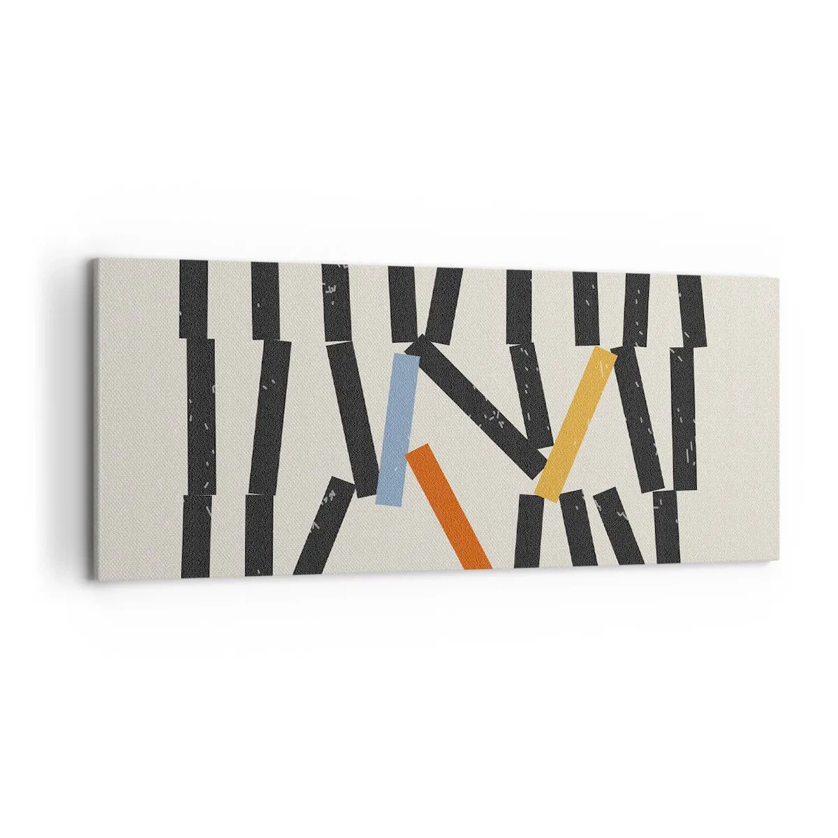 Bild auf Leinwand - Leinwandbild - Abstrakte Komposition mit farbigen und schwarzen Rechtecken - 120x50cm - Domino – Komposition - Moderne Wanddekoration für Wohnzimmer und Schlafzimmer ARTTOR