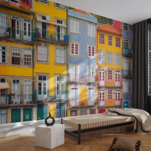Fototapete Premium Canvas - Farben der Altstadt - Stadt, Porto, Die Architektur - 300x210 cm
