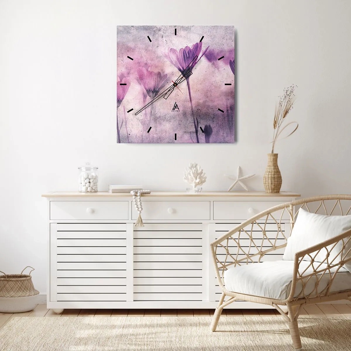 Wanduhr - Glasuhr - Ein Blumentraum - 40x40 cm