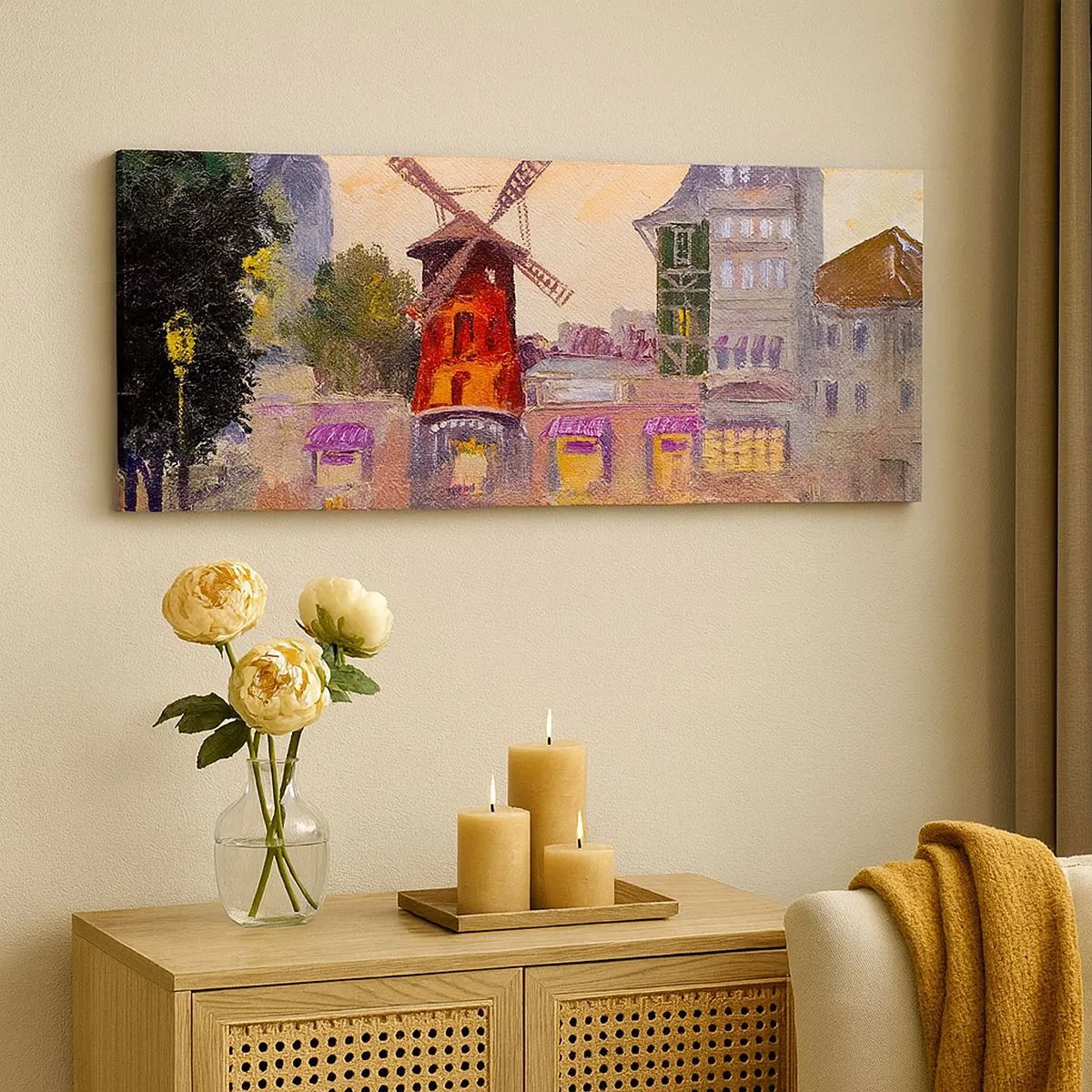 Bild auf Leinwand - Leinwandbild - Pariser Ikonen – Moulin Rouge - 100x40 cm