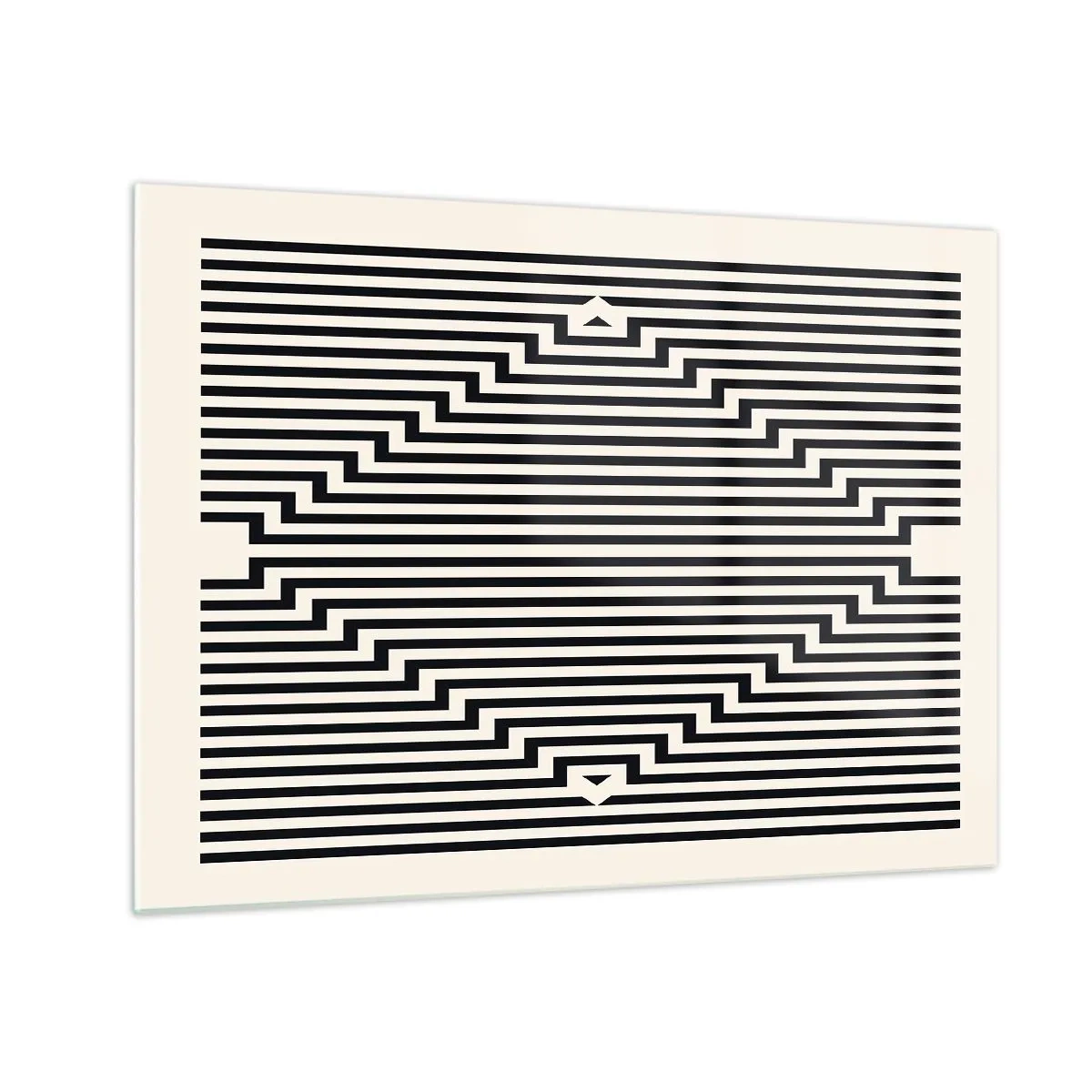 Glasbild - Bild auf glas - Ein faszinierendes Muster aus schwarzen und weißen Linien, das eine Illusion erzeugt - 70x50cm - Geometrische Illusion - Moderne Wanddekoration für Wohnzimmer und Schlafzimmer ARTTOR