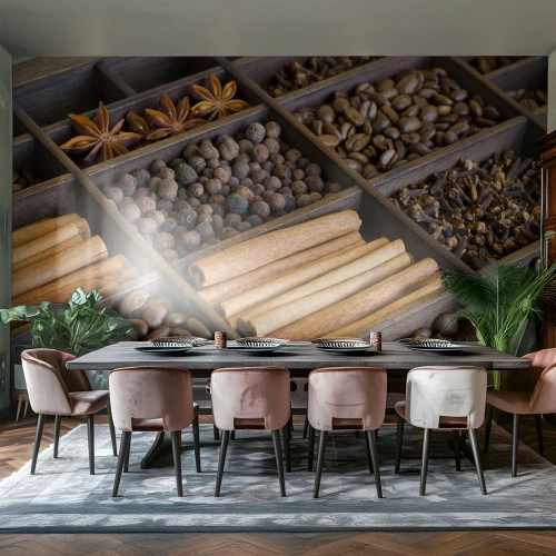 Maßgeschneiderte Fototapete Premium Canvas - Eine Fundgrube an Aromen - Gewürze, Kaffee, Zimt