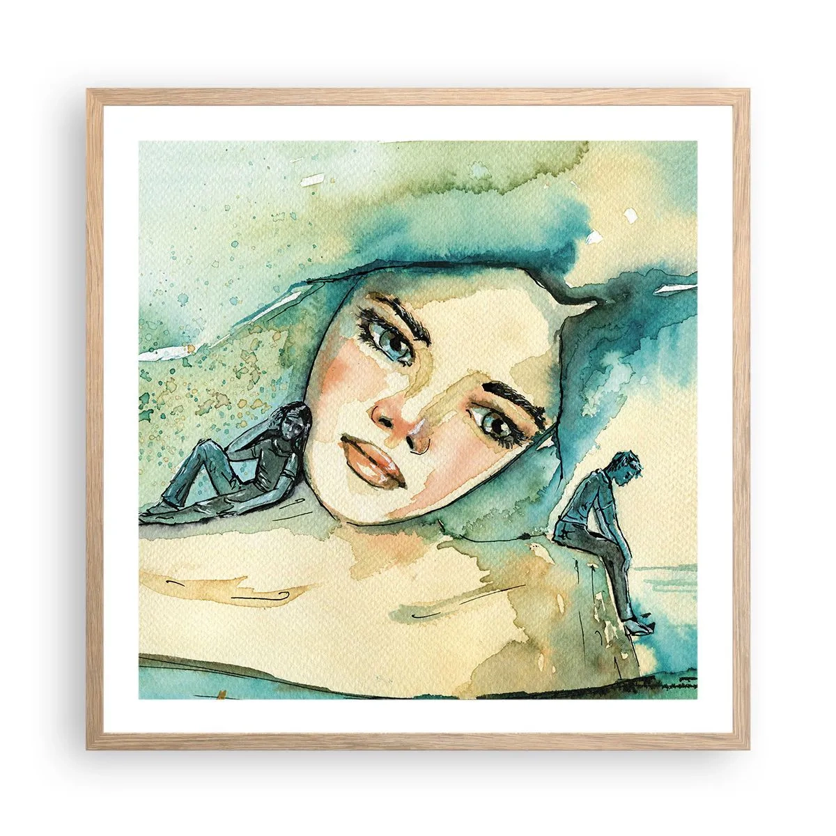 Poster in einem Rahmen aus heller Eiche - Bin ich blau? - 60x60 cm