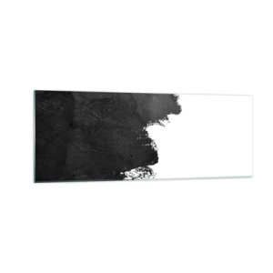 Glasbild - Bild auf glas - Schwarz-Weiß-Abstraktion mit kontrastierenden Pinselstrichen - 140x50cm - Elemente: Erde - Moderne Wanddekoration für Wohnzimmer und Schlafzimmer ARTTOR