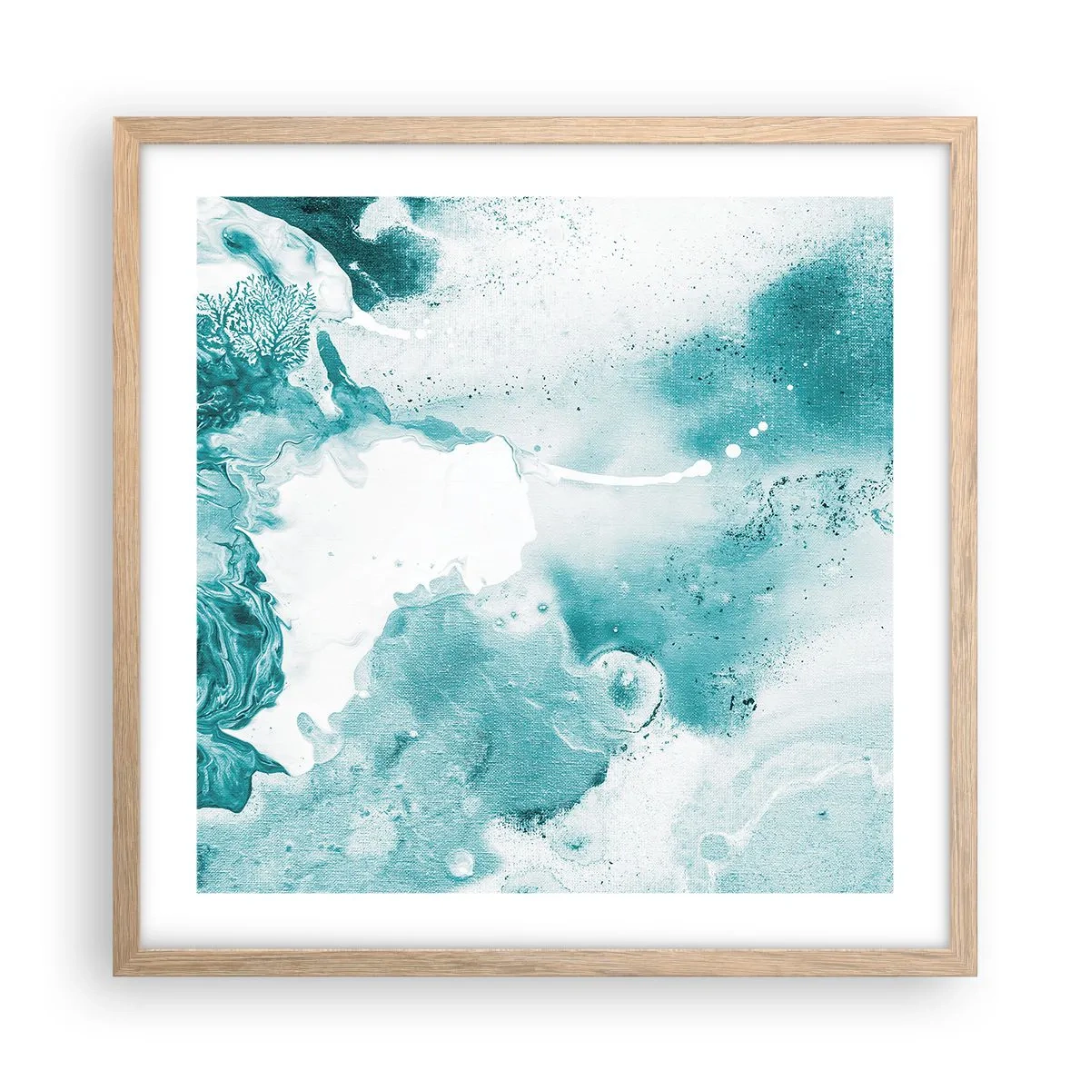Poster in einem Rahmen aus heller Eiche - Morast von Blau - 50x50 cm