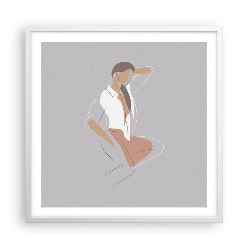 Poster in einem weißen Rahmen - Umriss der Anmut - 60x60 cm