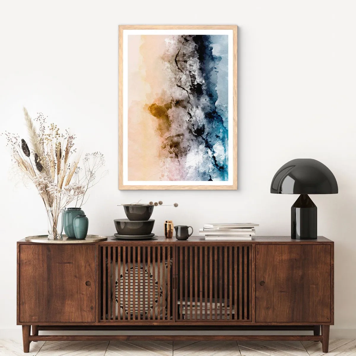 Poster in einem Rahmen aus heller Eiche - In einer Nebelwolke ertrunken - 70x100 cm