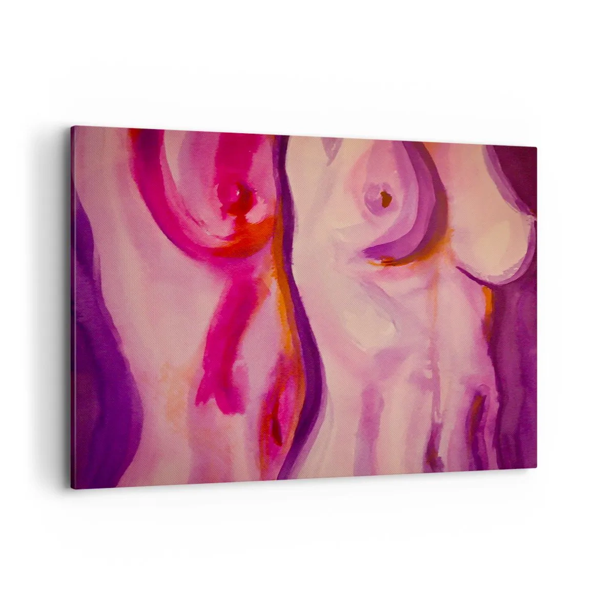 Bild auf Leinwand - Leinwandbild - Eine abstrakte Interpretation der weiblichen Silhouette in Rosa- und Lilatönen. - 100x70cm - Ode an die Weiblichkeit - Moderne Wanddekoration für Wohnzimmer und Schlafzimmer ARTTOR