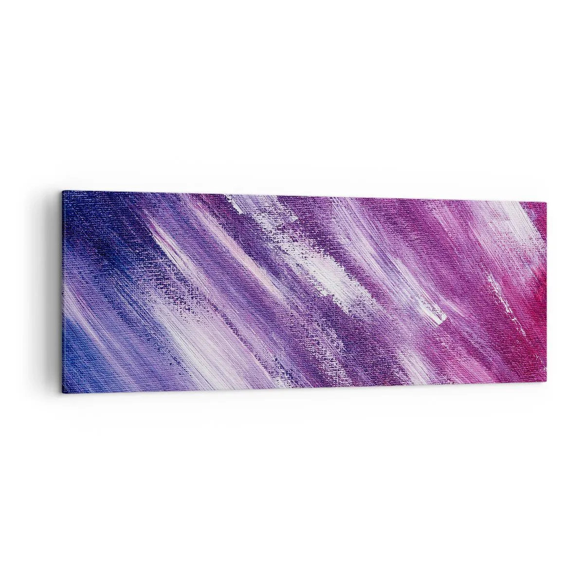 Bild auf Leinwand - Leinwandbild - Abstrakte Pinselstriche in Lila- und Rosatönen - 140x50cm - Wenn der sonnige Wind weht - Moderne Wanddekoration für Wohnzimmer und Schlafzimmer ARTTOR