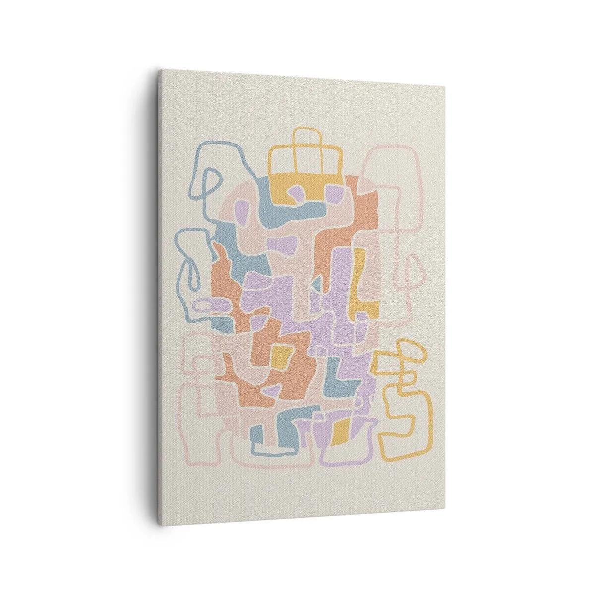 Bild auf Leinwand - Leinwandbild - Pastellfarbene abstrakte Linien erzeugen geometrische Muster - 50x70cm - Labyrinth – ein freudiges Abenteuer - Moderne Wanddekoration für Wohnzimmer und Schlafzimmer ARTTOR