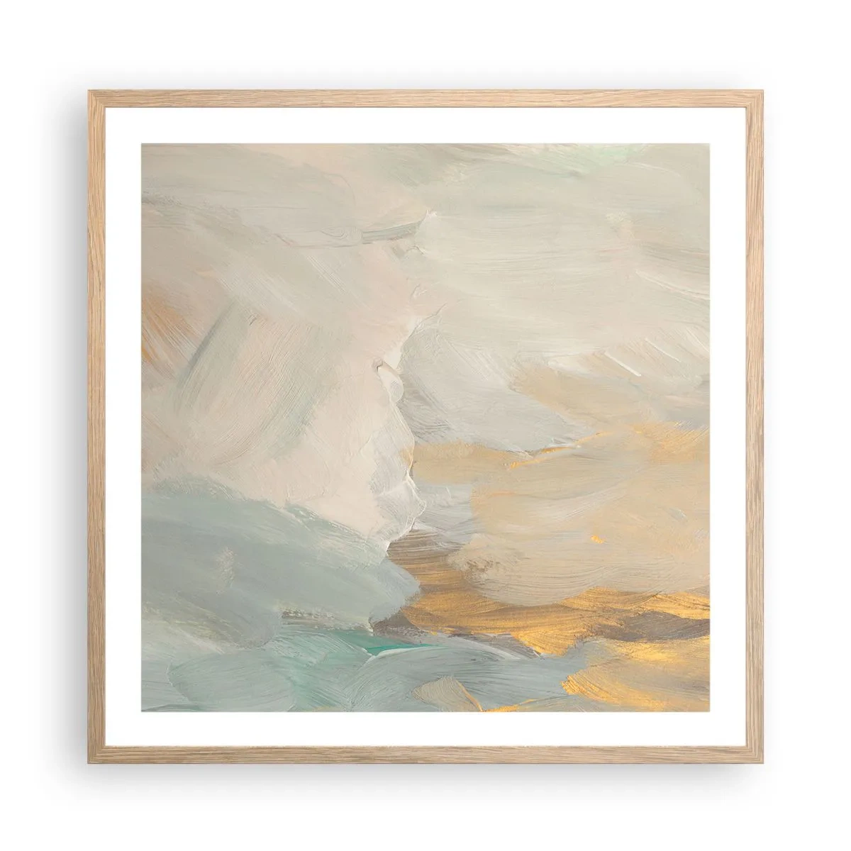 Poster in einem Rahmen aus heller Eiche - Abstraktion – das Land der Sanftheit - 60x60 cm