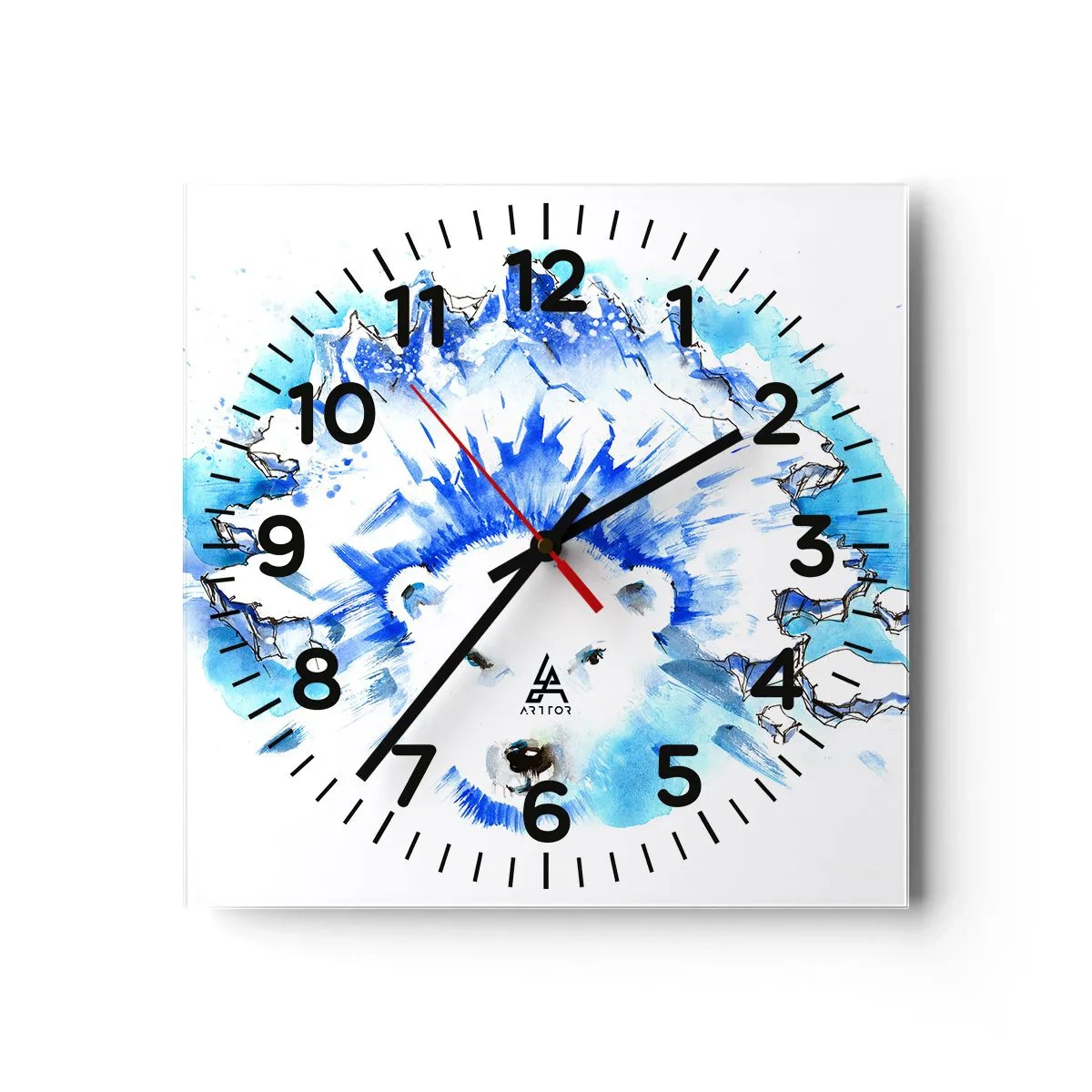 Wanduhr - Glasuhr - Der König der Arktis in einer Eiskrone - 30x30 cm