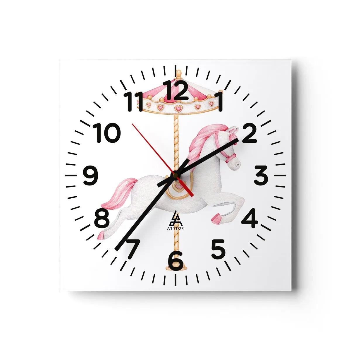 Wanduhr - Glasuhr - Er legte los - 40x40 cm