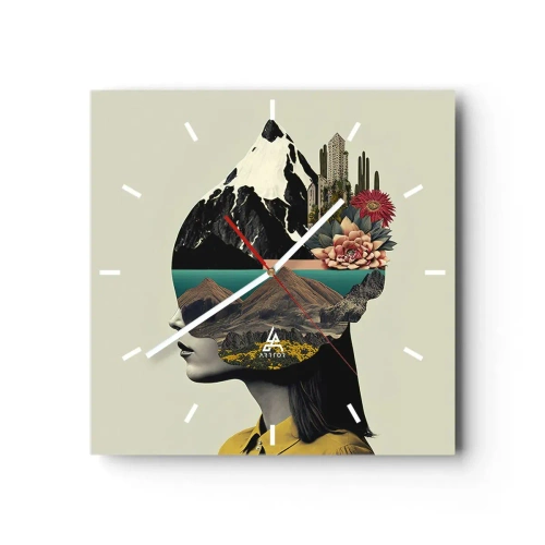 Wanduhr - Glasuhr - Frau – bleibt immer ein Geheimnis - 40x40 cm