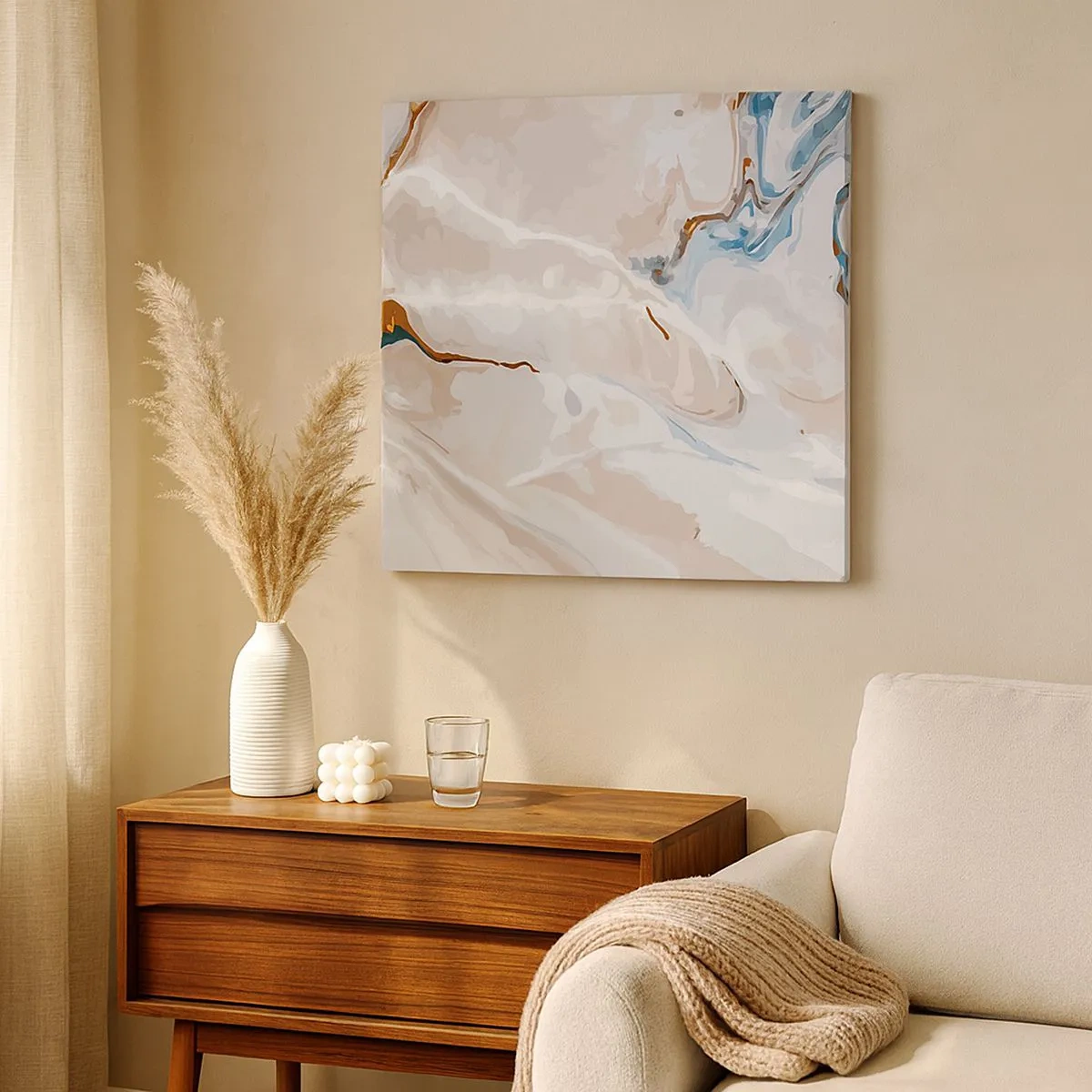 Bild auf Leinwand - Leinwandbild - Blau schlängelt sich unter dem Weiß - 30x30 cm